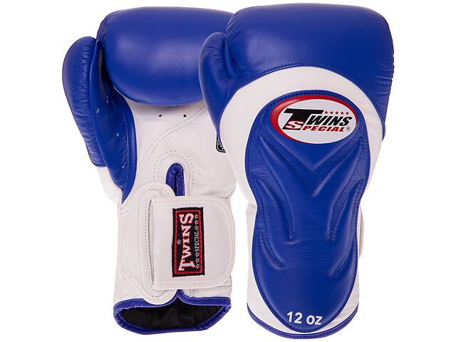 Перчатки боксерские кожаные TWINS BGVL6 14 унций Белый-голубой