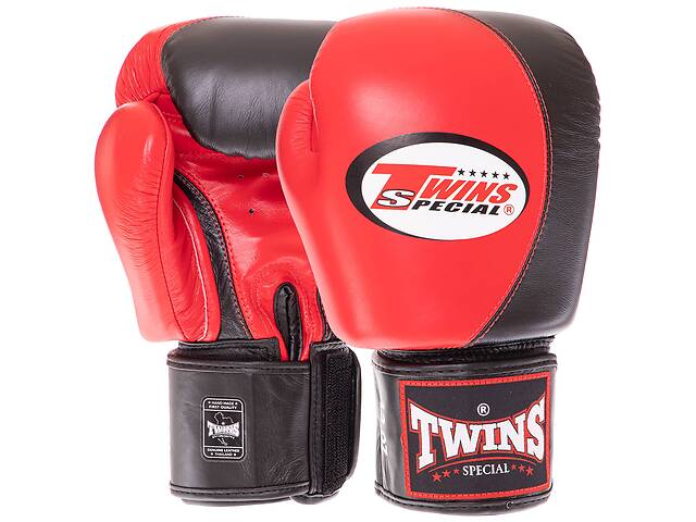 Перчатки боксерские кожаные TWINS BGVL8 VELCRO 10 унций Красный-черный