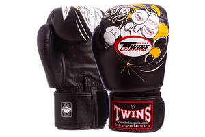 Перчатки боксерские кожаные TWINS FBGVL3-15 10 унций Черный