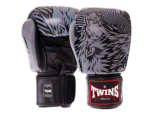 Перчатки боксерские кожаные TWINS FBGVL3-50 WOLF 10oz Серый