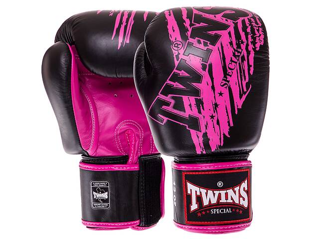 Перчатки боксерские кожаные TWINS FBGVL3-TW3 12 унций Черный-розовый