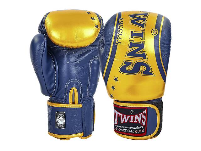 Перчатки боксерские кожаные TWINS FBGVL3-TW4 12 унций Синий-золотой