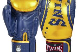 Перчатки боксерские кожаные TWINS FBGVL3-TW4 14 унций Синий-золотой