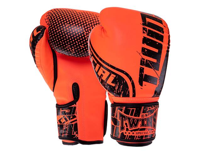 Перчатки боксерские PU TWINS FBGVS12-TW7 12 унций Черный-темно-оранжевый