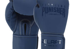 Перчатки боксерские Punisher BO-7553 Zelart 14oz Темно-синий (37363164)