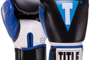 Перчатки боксерские TITLE BO-3780 8 унций Черный-синий