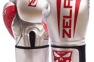 Перчатки боксерские ZELART BO-1323 10 Серебряный-красный