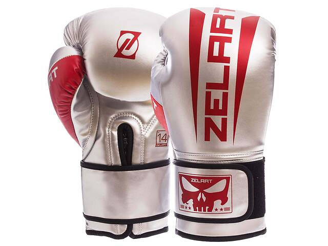 Перчатки боксерские ZELART BO-1323 12 Серебряный-красный