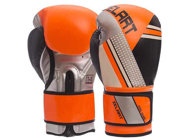 Перчатки боксерские ZELART BO-1335 12 Оранжевый-Черный