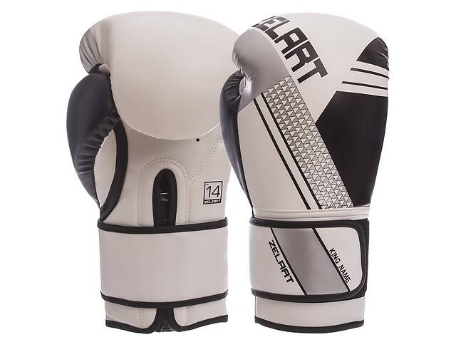 Перчатки боксерские Zelart BO-1335 12 унций Белый-черный