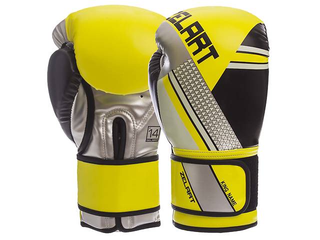 Перчатки боксерские ZELART BO-1335 14 Лимонный-Черный