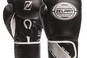 Перчатки боксерские ZELART BO-1361 10 Черный-серебряный