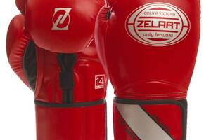 Перчатки боксерские ZELART BO-1361 10 Красный-серебряный