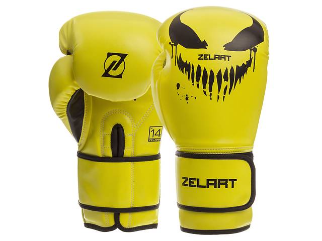 Перчатки боксерские ZELART BO-1370 14 Лимонный-Черный