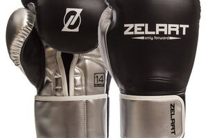 Перчатки боксерские ZELART BO-1384 10 Черный-серебряный