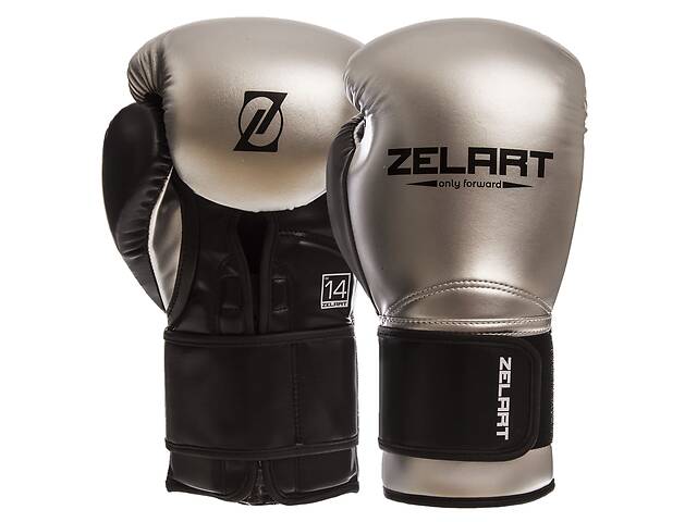 Перчатки боксерские ZELART BO-1384 10 Серебряный-Черный