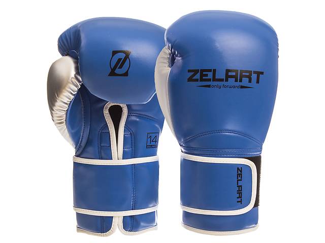 Перчатки боксерские ZELART BO-1384 10 Синий-серебряный