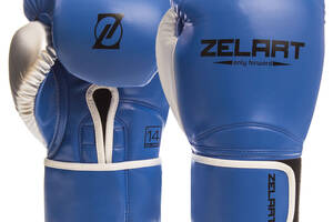 Перчатки боксерские ZELART BO-1384 14 Синий-серебряный