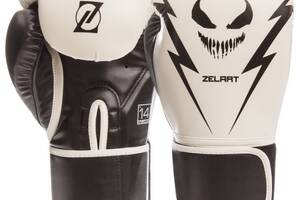 Перчатки боксерские Zelart BO-1420 10-14 унций Белый-черный