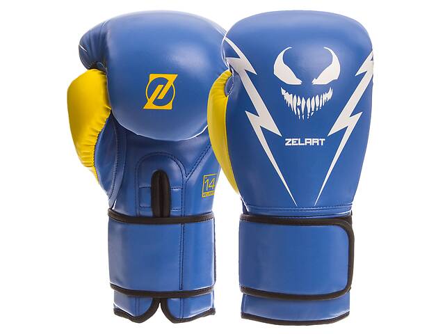 Перчатки боксерские ZELART BO-1420 14 Синий-Желтый