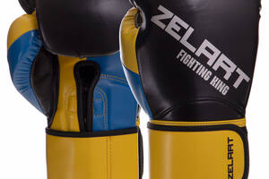 Перчатки боксерские Zelart BO-2887 12 Синий-желтый-черный