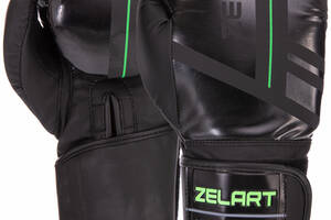 Перчатки боксерские Zelart VL-3085 10 Черный-салатовый