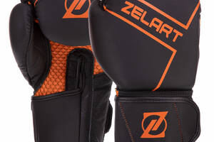 Перчатки боксерские Zelart VL-3149 10 Черный-оранжевый