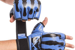 Перчатки для смешанных единоборств MMA PU ZELART BO-1395 S Синий-Черный