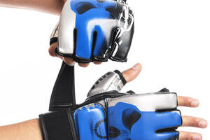 Перчатки для смешанных единоборств MMA ZELART BO-1319 L Черный-Синий