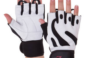 Перчатки для тяжелой атлетики кожаные Zelart SB-161070 L Черный-белый