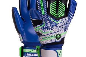 Перчатки вратарские Soccermax GK-002 FDSO 9 Сине-салатовый (57508099)