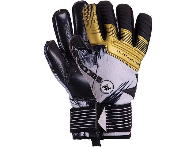 Перчатки вратарские SOCCERMAX GK-008 9 Черный-золотой