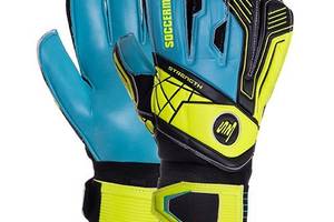 Перчатки вратарские Soccermax GK-012 FDSO 10 Сине-черно-лимонный (57508108)