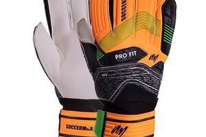 Перчатки вратарские Soccermax GK-024 FDSO 9 Оранжево-черный (57508116)