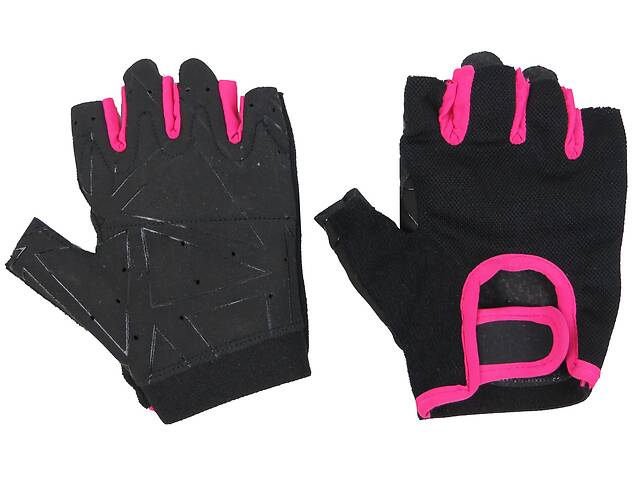 Перчатки женские для занятия спортом, велоперчатки Crivit черные с розовым