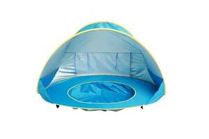 Пляжная детская палатка с бассейном и вентилируемой стенкой автоматическая Pool Baby Tent Голубая