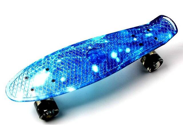 Подростковый пенниборд с ярким принтом и подсветкой всех колес (Pennyboard) 'Space'