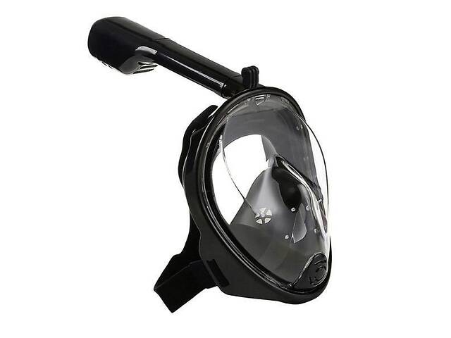 Полнолицевая панорамная маска для плавания Easy Breath M2068G с креплением для камеры S/M Черная (258475)