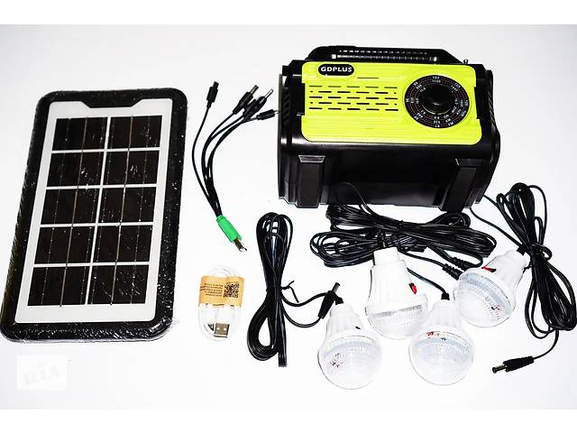 Портативная солнечная автономная система Solar GDPlus GD-8076 + FM радио + Bluetooth