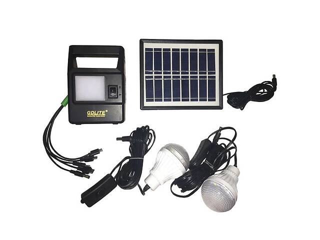 Портативная система освещения GDLite GD-8030 Фонарь + 2 LED лампы + солнечная панель
