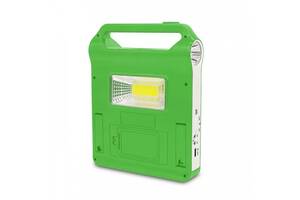 Портативный мощный фонарь-Power Bank Solar 15W с солнечной панелью + светодиодные лампочки 2шт Зеленый