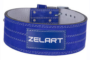 Пояс атлетический кожаный Zelart SB-165155 M Синий (34363017)