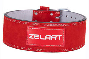 Пояс атлетический кожаный Zelart SB-165159 L Красный (34363018)