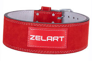 Пояс атлетический кожаный Zelart SB-165159 M Красный (34363018)