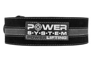 Пояс для пауэрлифтинга Power System PS-3800 PowerLifting кожаный Black/Grey Line XXL