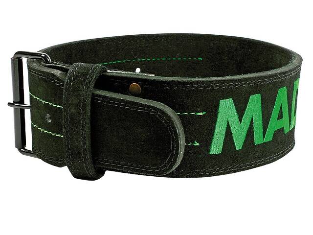 Пояс для тяжелой атлетики MadMax MFB-301 Suede Single Prong кожаный Black/Green M