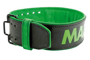 Пояс для тяжелой атлетики MadMax MFB-302 Quick Release Belt кожаный Black/Green XL