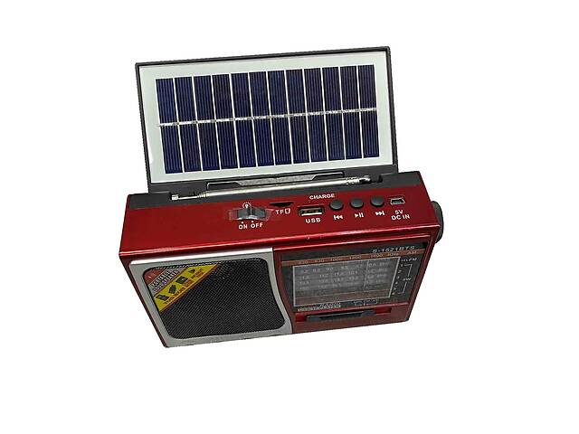 Радио-фонарь на солнечной батарее на аккумуляторе Solar Charge S-1521BTS красное