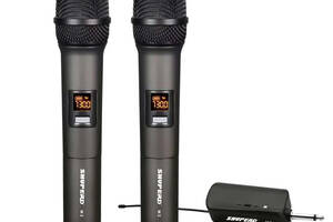 Радиосистема B.U.M. M 2 с 2 облегченными радиомикрофонами с беспроводной приемной базой для вокала, пения, караоке и...