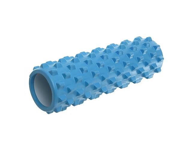 Роллер для занятий йогой и пилатесом Grid Bubble Roller FI-6672 d-14см, l-45см Синий